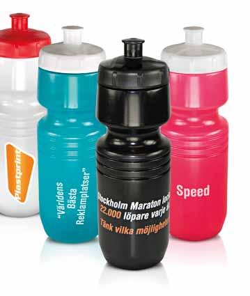 Aktiv 13 Speed Smidig sportflaska i flera fräscha färger. Tillverkad i lättviktig transparent (utom svart) mjukplast soft. Livsmedelsgodkänd och BPA-fri. 2-färgstryck.