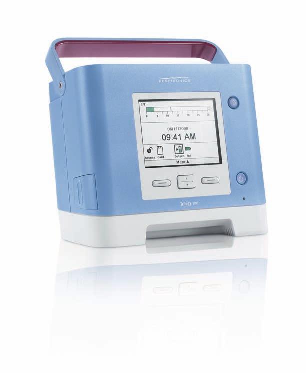 Din ventilator Trilogy ventilator ger dig kontinuerligt stöd Trilogy ger kontinuerligt andningsstöd i upp till 24 timmar per dag, 7 dagar per vecka. Trilogy ventilator är med dig vart du än går.