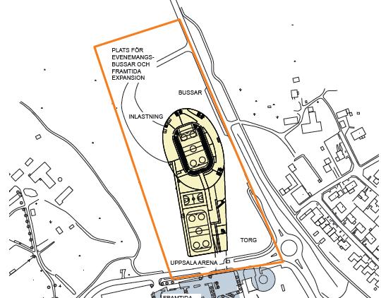 Arenaanläggningen planläggs för kultur och fritid samt ges en byggrätt som möjliggör byggnaderna på illustrationerna.