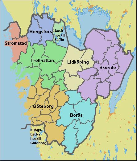 7) och arbetsmarknadsregionens geografiska utsträckning ökar, så kallad regionförstoring. Figur 8 visar som exempel förstoringen av Västra Götalands arbetsmarknadsregioner som har skett 1970 2002.