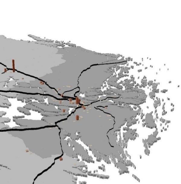 Figur 10 Stockholmsregionen: anställda per kvarter i fyra branscher.