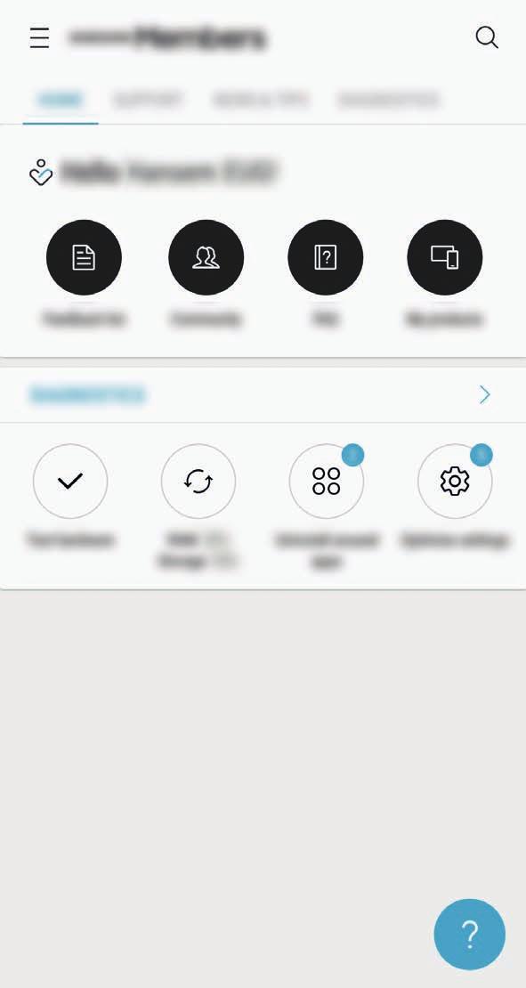 Program och funktioner Samsung Members Samsung Members erbjuder kunder supporttjänster som diagnos av enhetsproblem, och användare kan skicka in frågor och felrapporter.