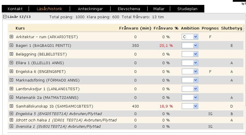 Rapport, rapport med omdöme samt uppgifter används ej.