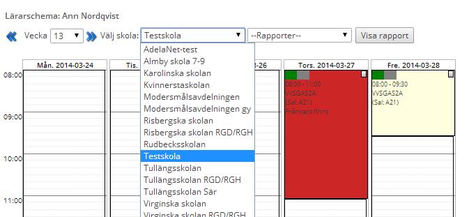 Schema När du loggat in öppnas ditt schema för aktuell vecka. Du kan bläddra både till tidigare och kommande veckor med pilarna på sidan om veckonumret.