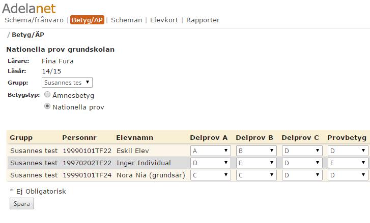 Nya kontroller vid betygsättning Blockbetyg kan inte längre registreras för elever i år 7-9.