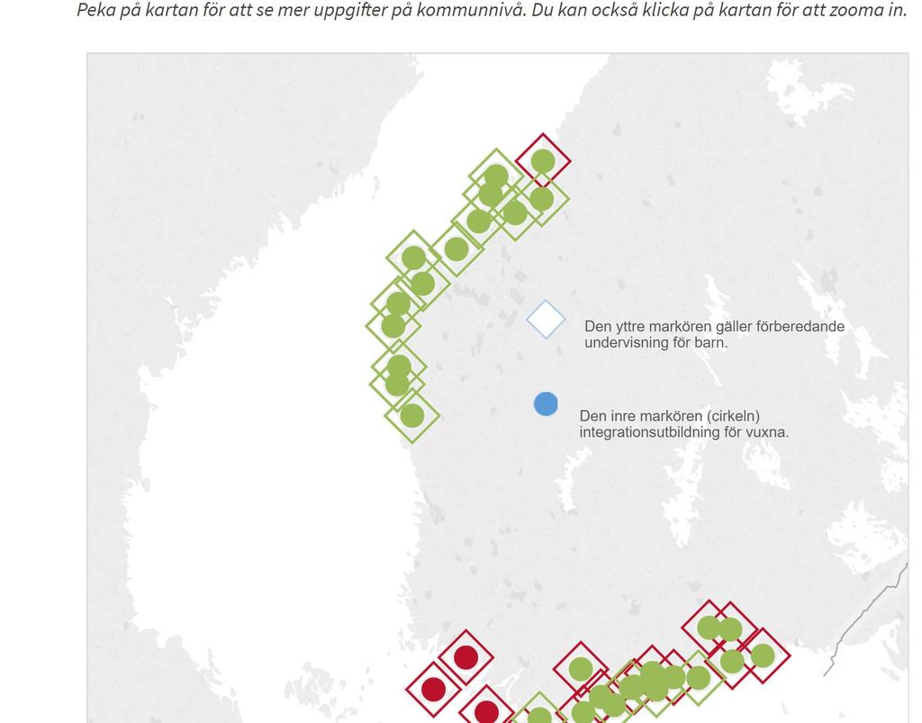 Svensk integrationsutbildning: - 10 utbildningar (2016) Förberedande undervisning för grundläggande utbildning: - 12