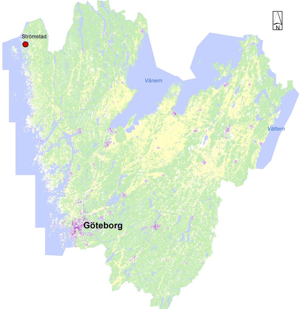 Figur 1. Översiktskarta över Västra Götalands län med Strömstad markerat.