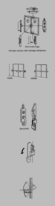 Vikportars aktiva och inaktiva dörrblad ska låsas med invändig spanjolett eller invändiga låsbommar. Den inaktiva dörren/porten ska också förses med två låspunkter enligt något av följande alternativ.