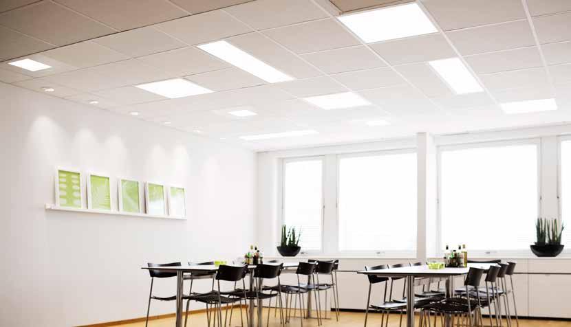 Infällt Aura Lunaria G3 Energieffektiv och bländfri LED-panel för kontor och skolor Energieffektiv Ingen UV-strålning Låg vikt 50 000 timmars livslängd Tänd / släck eller DALI dimbar Idealisk för tak