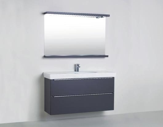TIDY TVÄTTSTÄLLSPAKET 1270 MM 17.456- Underskåp Plain antracitgrå med grepplist krom och tvättställ i porslin. SPEGEL 6.544:- mm med hylla och spegelbelysning antracitgrå med 230 V uttag.