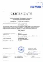 SOMAS är certifierat enligt PED 2014/68/EU,