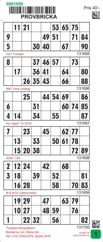 Våra rekommenderade Bingo brickor - PDF Gratis nedladdning