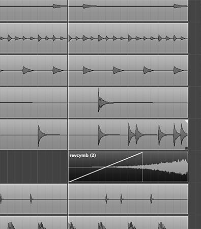Reversering av ljud Uppbyggnadseffekter - baklänges cymbal - baklänges ackord -