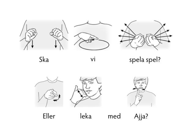 Böcker med tecken Att använda Tecken som Alternativ och Kompletterande Kommunikation, TAKK, är hjälpsamt för att öka språkförståelsen och ge barnet tecken för att kunna uttrycka mer.