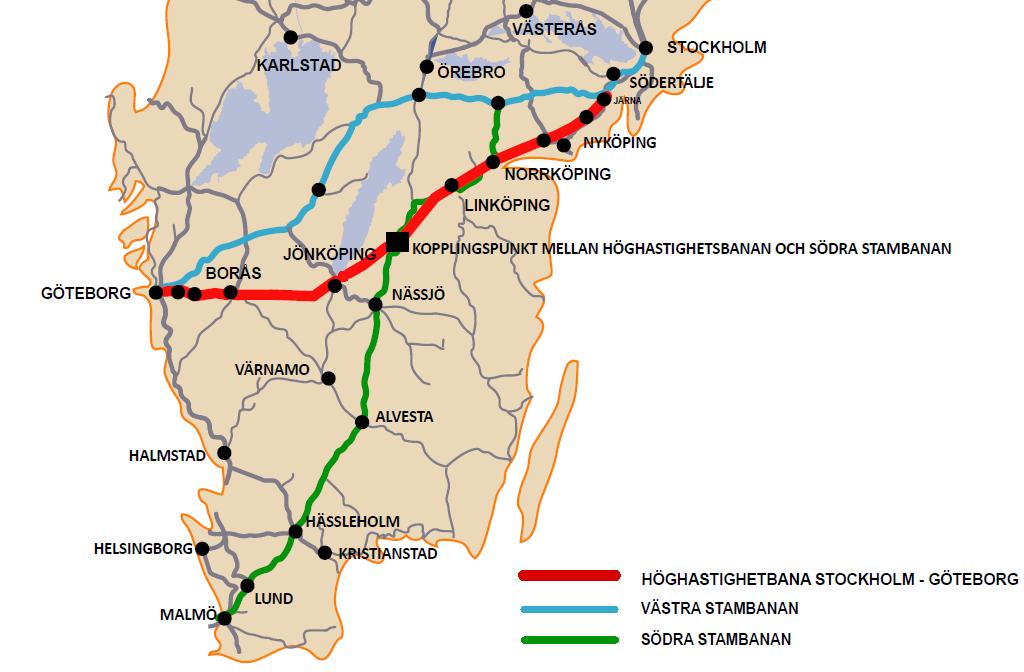 Trafikering Trafikverket (2017a) beskriver trafikeringen för de båda alternativa stråken som studerats.