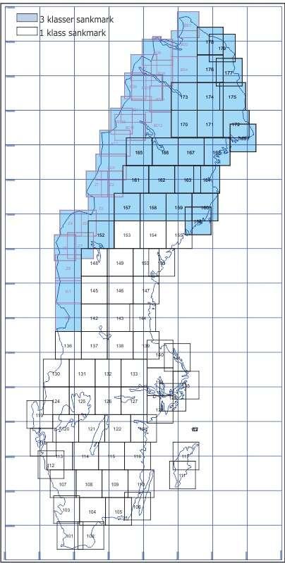 LANTMÄTERIET 2017-06-01 40 (81) Redovisning av sankmarksklasser Alvarmark redovisas endast över Öland. Logisk konsistens Markskikten delas av prestandaskäl alltid i indexrutornas kant.