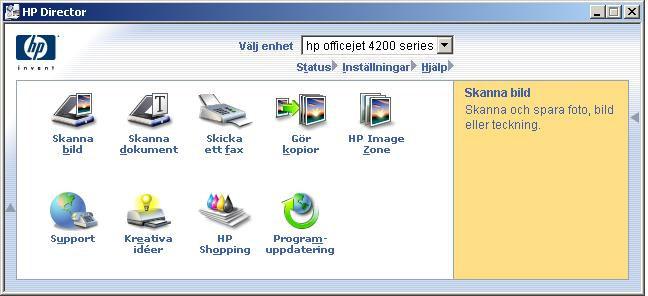 hp officejet översikt öppna hp director (för Windows-användare) 1 Gör något av följande: Dubbelklicka på ikonen HP Director på skrivbordet.