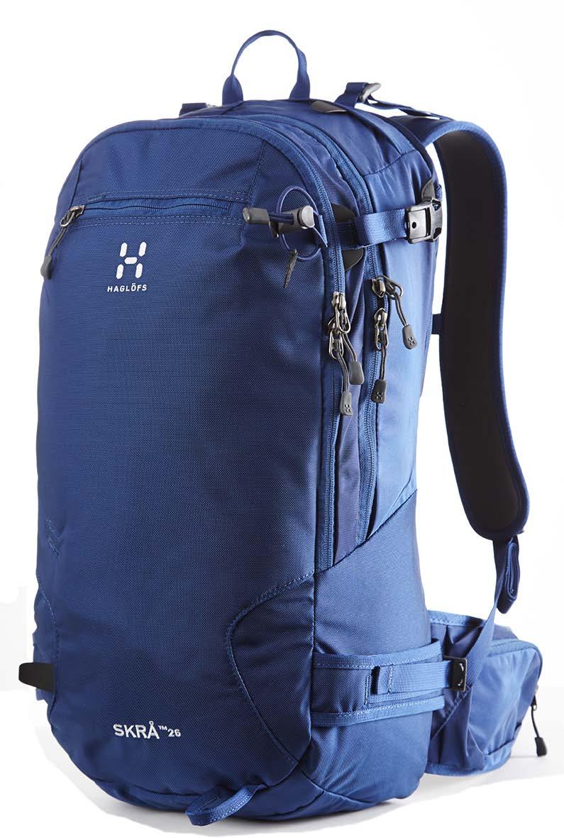 SKRÅ 26 Skrå 26 is a backcountry skiing backpack large enough to carry everything needed for a long day of skiing. A-frame ski carry where side straps double as pack compression.