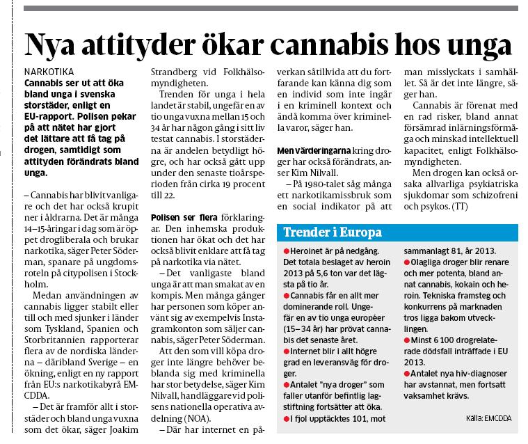 cannabiserfarna skolelever som använt cannabis mer än gånger. 16.