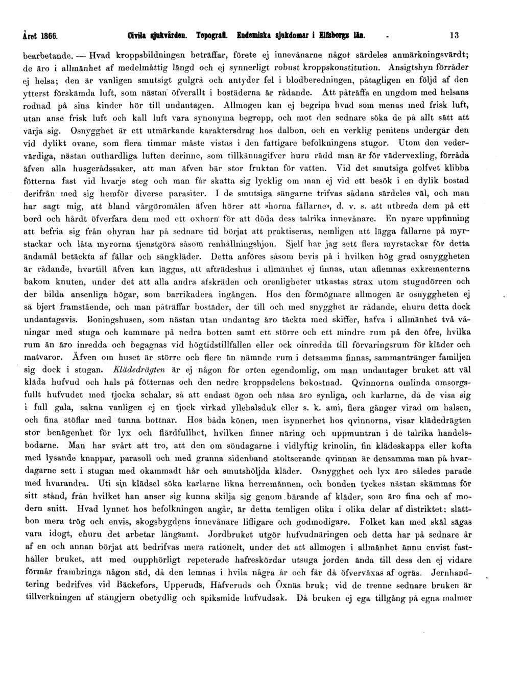 Året 1866. Civila sjukvården. Topografi. Endemiska sjukdomar i Elfsborgs län. 13 bearbetande.