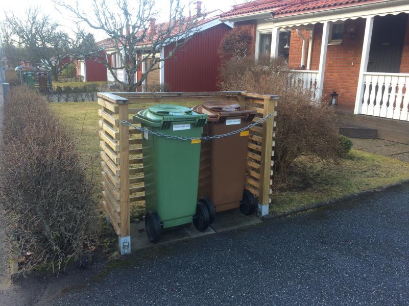 Figur 6. Systemet tvåkärl består av ett brunt och ett grönt kärl, ett kärl för matavfall och ett för restavfall. Källa: Gyllenbreider & Odencrants.