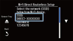 Ange Wi-Fi-nätverksinställningar via skrivarens kontrollpanel 2. Välj Wi-Fi Direct. 3. Tryck på Gör inställningar. 4.