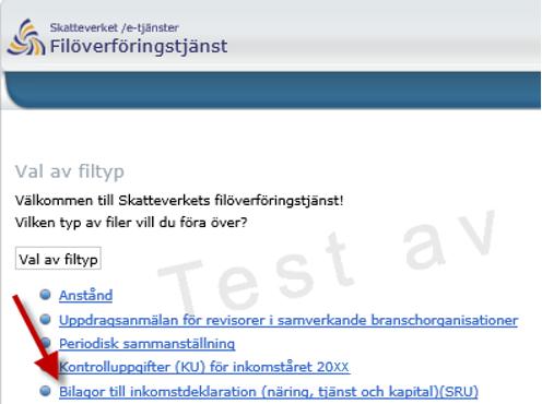 När du klickat på länken till SKV:s filöverföringstjänst