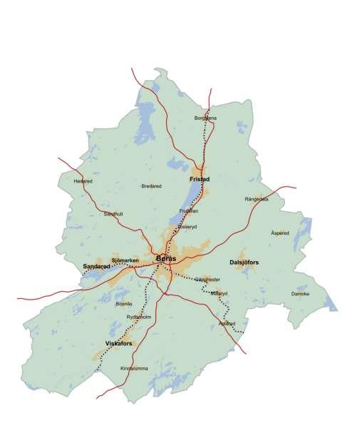 Borås en stad som växer Mindre orter 8% Landsbygd 10% Service orterna 17% 110 000 invånare (2016) Borås tätort 65%