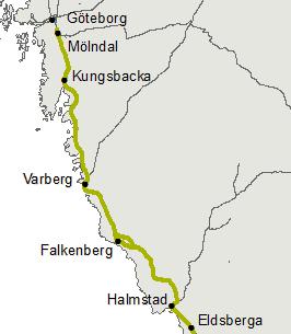 Västkustbanan Risk Almedal-Mölndal, U-sp. 4 km.