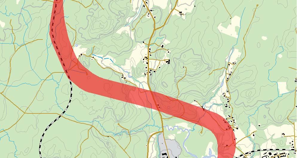 ( Km-tavla Ny järnvägsbro s Ny vägtunnel Utredningskorridor för ny spårdragning 0