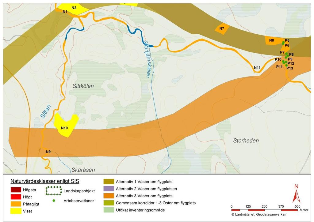 3.4. Alternativ 3 väster om flygplatsen I Figur 15 