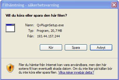 Qlickview plugin för Internet Explorer I dagsläget krävs det att man använder Internet Explorer för att köra analysverktyget i Qlikviews plugin läge.