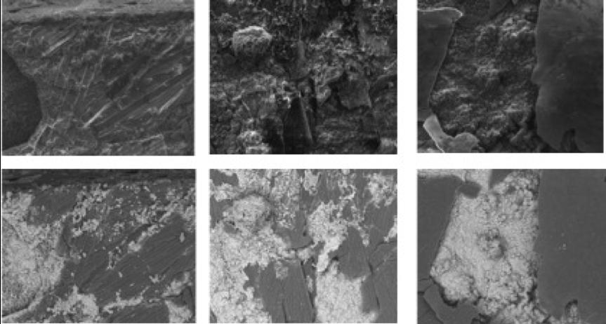 100μm 200μm 100μm Figur 21. SEM över prover som oxiderats vid 900 C i 24 timmar och sedan behandlats med KCl.