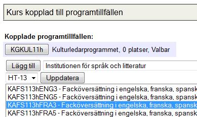 Urvalsbeskrivning - fritext Urvalsbeskrivning - fritext Urvalsbeskrivning - fritext (Svenska/Engelska) För kurstillfällen inom program som EJ söks via ntagning.se behöver inget värde anges.