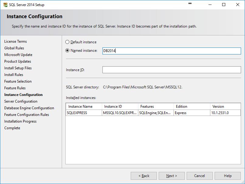 2. Instance Configuration Named