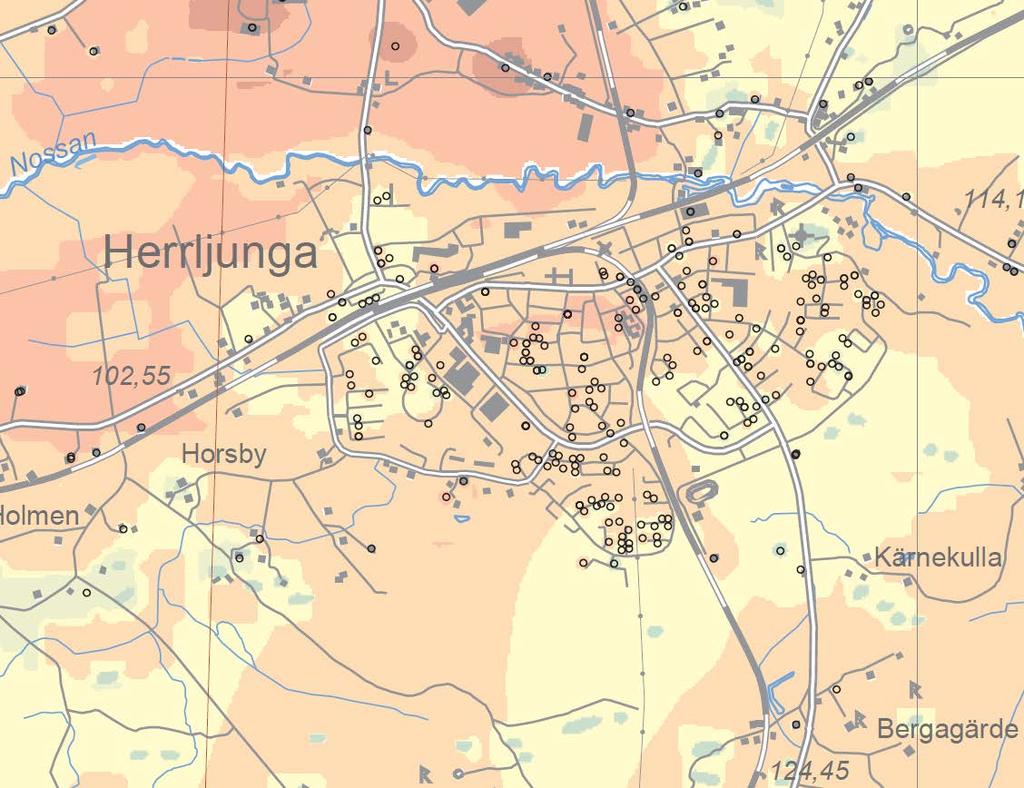 Figur 7. Jorddjupskarta i anslutning till Altorps vattentäkt ( SGU). 3.4.