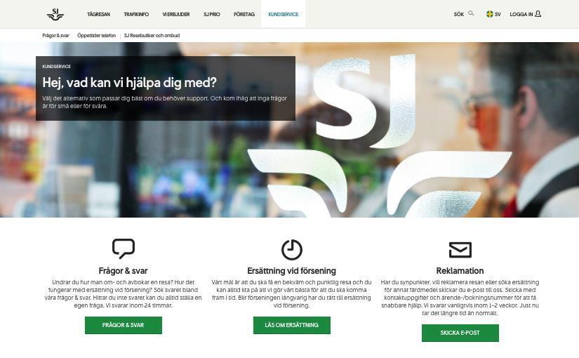 Figur 8. Hej, vad kan vi hjälpa dig med? (Hämtad från fliken Kundservice) Denotation Figur 8 består av en svart textruta med texten Hej, vad kan vi hjälpa dig med?