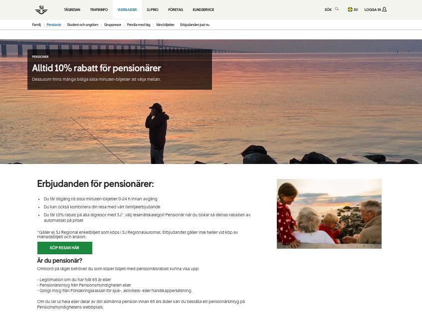 Figur 10. Alltid 10% rabatt för pensionärer (Hämtad från fliken Pensionär) Denotation Figur 10 som är riktad till pensionärer.