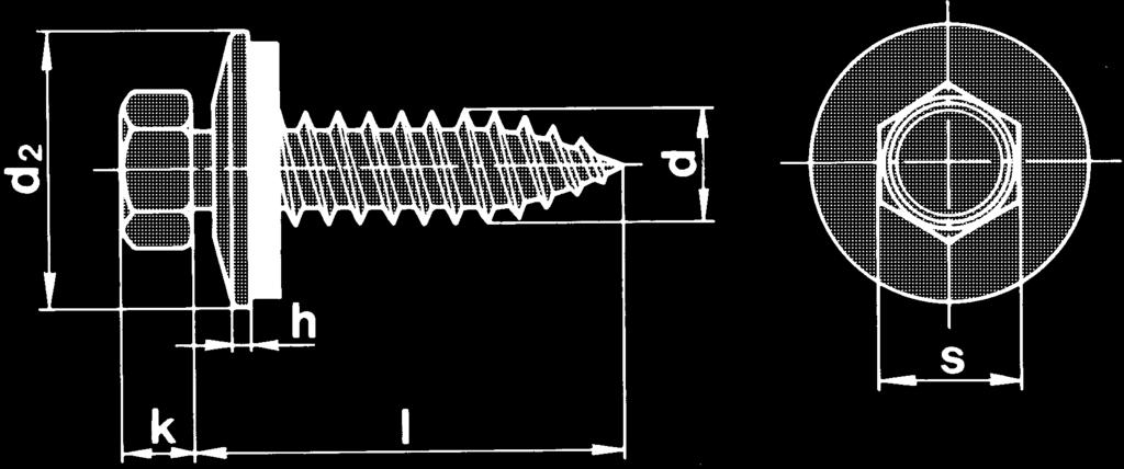 Byggplåtskruv med sexkantshuvud BTL typ AB - med lös tätningsbricka av EPDM-gummi Material/ytbehandling A (s.
