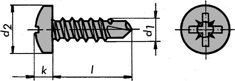 Gängpressande krysskruv med rundat huvud RXB - med borrspets. Material/ytbehandling FZB (s. 01) 00 Allmänt Plåtskruv både borrar och skär gängan - samtidigt. Skruvens spets är utformad som ett borr.