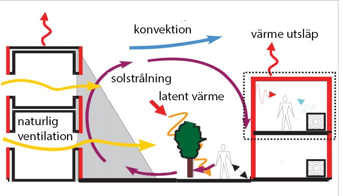 Komfort Forskningen om komfort genomförs med följande inriktningar (Johansson, 2006): - Fysisk: att mäta termisk komfort med avseende på mikroklimatfaktorer: temperatur, vindhastighet, solstrålning