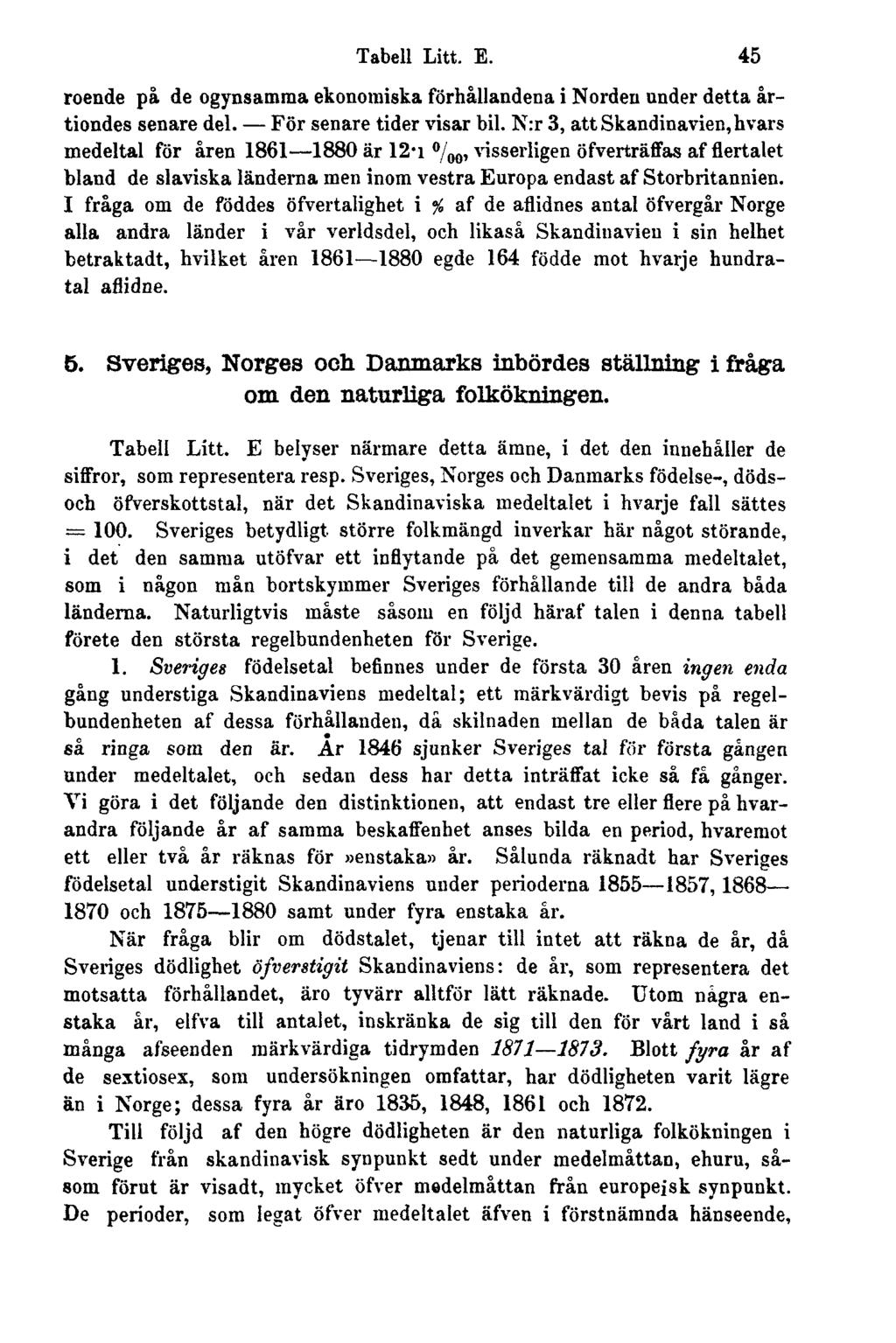 Tabell Litt. E. 45 roende på de ogynsamraa ekonomiska förhållandena i Norden under detta årtiondes senare del. För senare tider visar bil.