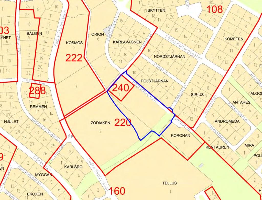 tätning i övriga bebyggelseområden. Fastigheter där skolverksamhet bedrivs idag kan i många fall förtätas. Gällande detaljplaner Gällande detaljplaner framgår av bilden nedan.