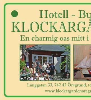 www.klockargarden.nu info@klockargarden.nu Pensionat med charmiga rum & lägenheter.