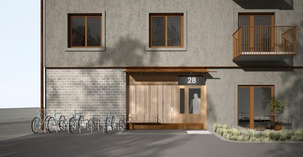 Sida 26 (40) Sockelvåningen utförs i puts i samma kulör som fasad.