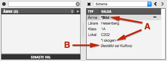 Valdalistan Innehållet i Valdalistan avgör vad som visas i kalenderfönstret. Valdalistan används främst i två syften.