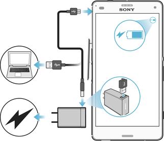 Batteri och underhåll Ladda enheten Använd alltid en originalladdare och USB-kabel från Sony som är avsedda för just din Xperia -modell.
