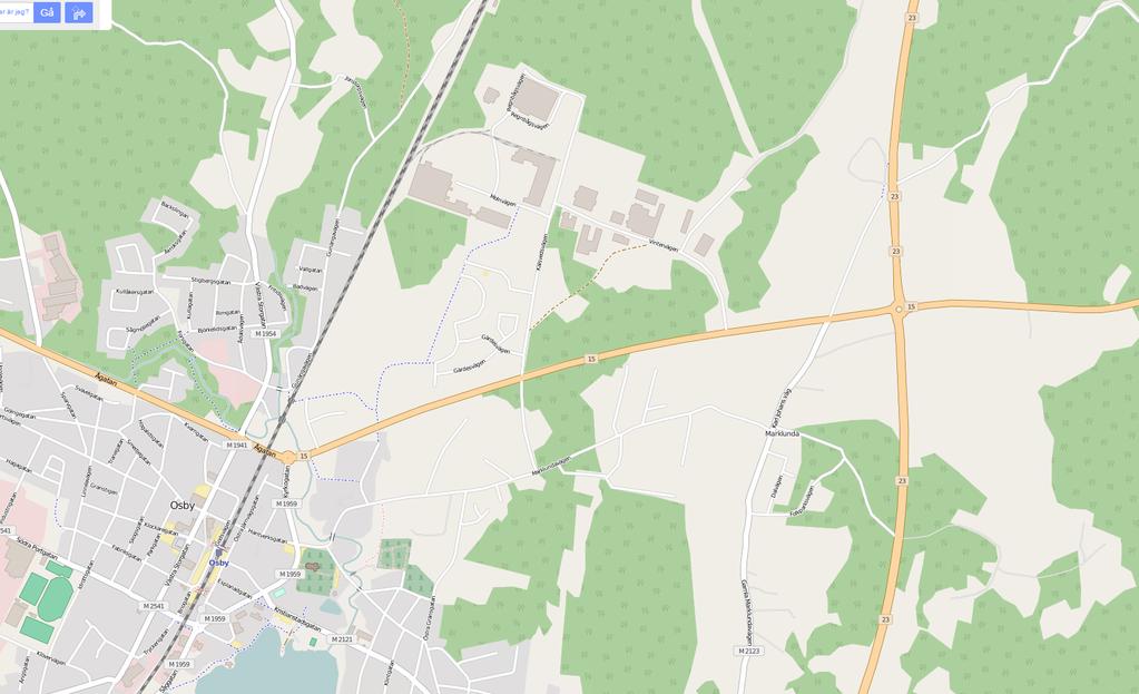 1. Inledning 1.1. Bakgrund Osby kommun planerar för en exploatering på upp till 120 000 m 2 mark med handel och kontor i Marklunda öster om väg 23 och norr om väg 15, se figur 1.