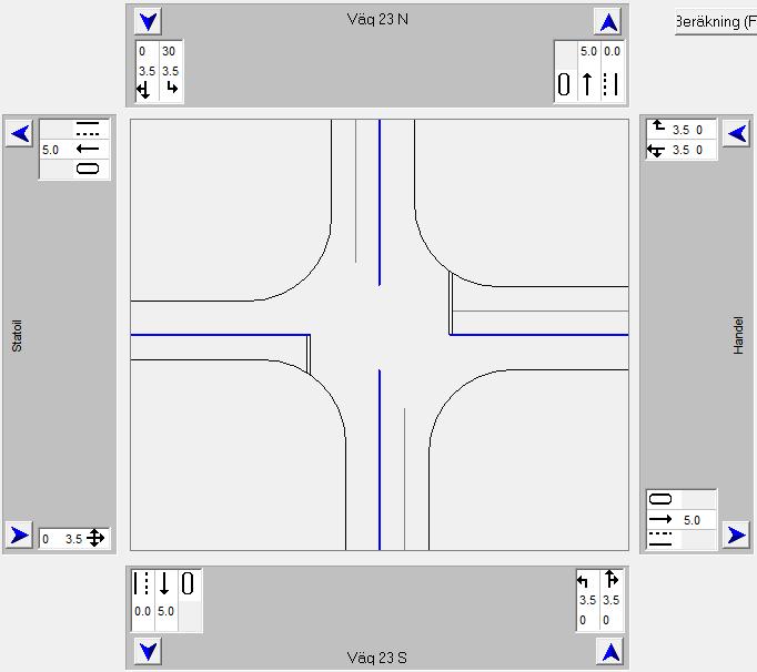 4.2. Schematisk korsningsutformning Korsningen har i Capcal i huvudsak utformats på samma sätt för både