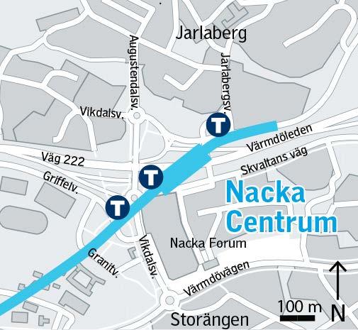 Utredning Bussterminal Nacka C 24(43) Figur 8 Skiss från lokaliseringsstudien av stationslägen vid Nacka C. 4.3.4 Nacka kommuns förstudie 18 Nacka kommun tar parallellt med trafikförvaltningens utredning fram en förstudie gällande överdäckning och bussterminal i Nacka C.